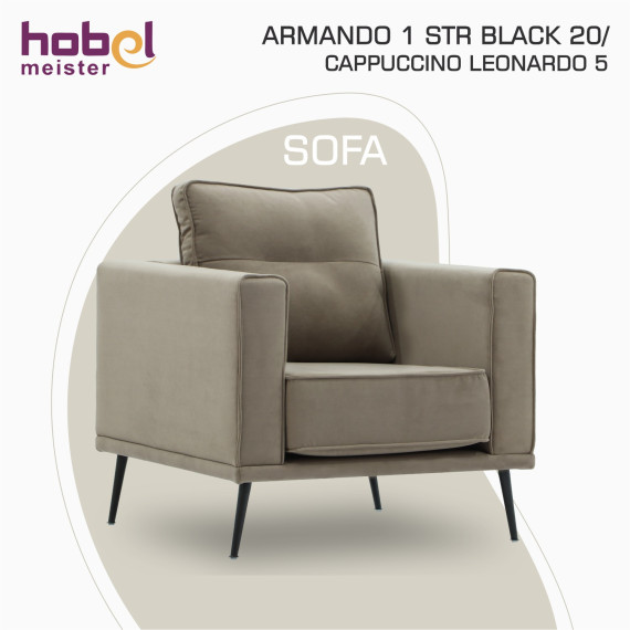 სავარძელი HOBEL ARMANDO 1 STR BLACK 20/ CAPPUCCINO LEONARDO 5 (1)