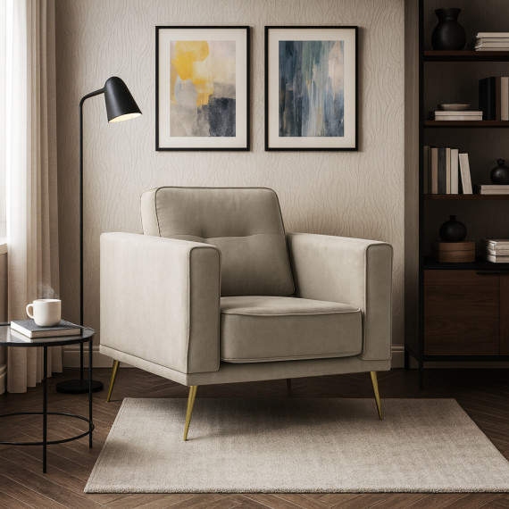 სავარძელი HOBEL ARMANDO 1 STR GOLD 20SM/CAPPUCCINO LEONARDO 4 (1)