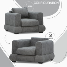 кресло HOBEL SIDNEY PLUS 1 F/R DARK GREY BEATTO 1079 (1)