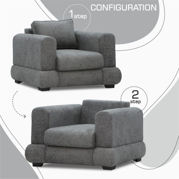 სავარძელი HOBEL SIDNEY PLUS 1 F/R DARK GREY BEATTO 1079 (1)