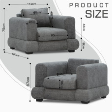 кресло HOBEL SIDNEY PLUS 1 F/R DARK GREY BEATTO 1079 (1)