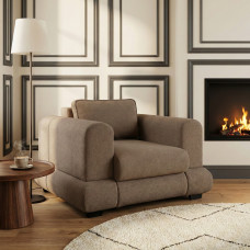 armchair HOBEL SIDNEY PLUS 1 STR F/Z LIGHT BROWN BUKLE 5 (1)