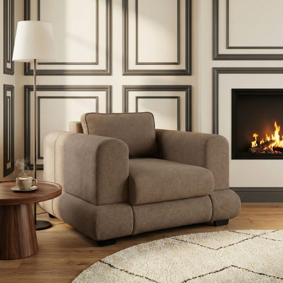 armchair HOBEL SIDNEY PLUS 1 STR F/Z LIGHT BROWN BUKLE 5 (1)