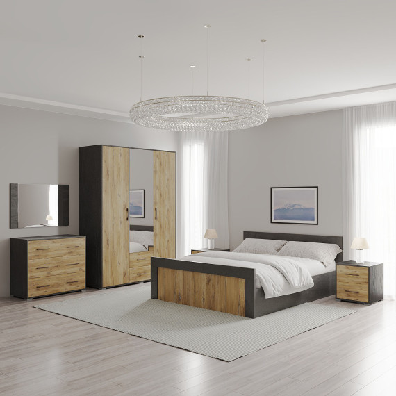 საძინებლის გარნიტური HOBEL X16 UZ-819 BLACK K353/BS 392 (13)