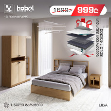 საძინებლის გარნიტური HOBEL LILYA K086 G + SOLO 140X200
