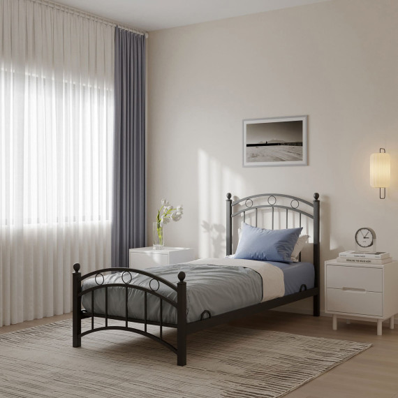 საწოლი HOBEL LANA-02 90X200 LM METAL BLACK/BLACK (3)