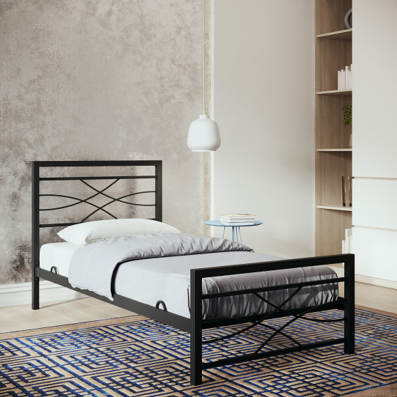 საწოლი HOBEL WMX-B-97 90x200 METAL BLACK/BLACK (3)