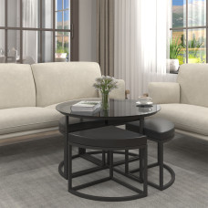 coffee table HOBEL WMX-CT-47 BLACK METAL/BLACK GLASS FM (3)