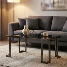 coffee table HOBEL KUBO S.STEEL/BLACK GLASS (2)