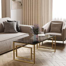 журнальный стол HOBEL MIRAGE GOLD METAL/BLACK GLASS (1)