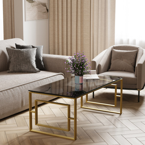 ჟურნალის მაგიდა HOBEL MIRAGE GOLD METAL/BLACK GLASS (1)