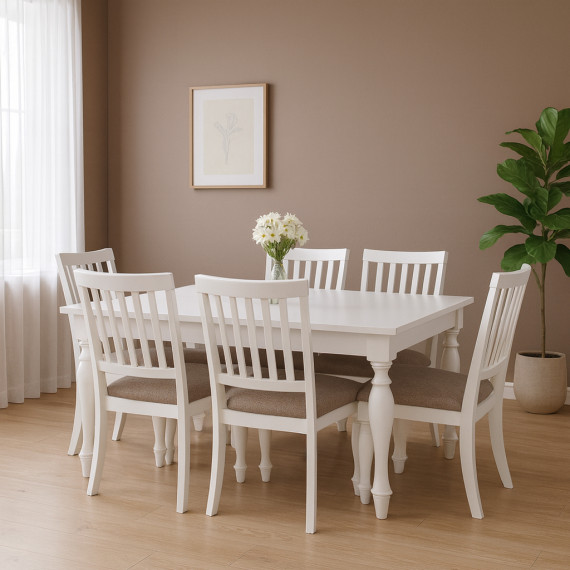 столовый гарнитур HOBEL JANZEN 1+6 DT WHITE/CH BONCHUK 7 (7)