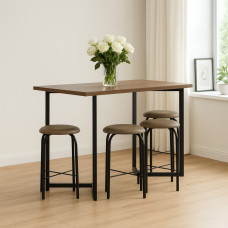 dining table HOBEL EX-A84 1+4 METAL BLACK COMBY (3)