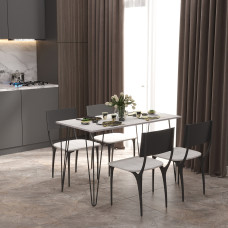 dining table HOBEL G-01-T MTAL BLACK/ANTIK BEYAZ-G (1)