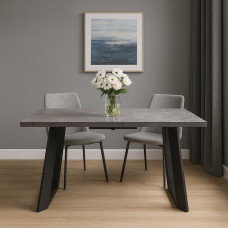 dining table MAMADOMA LOFT LUX-160, РАЗДВИЖНОЙ 160(205)X90, ДЫМЧАТАЯ КЕРАМИКА/ЧЕРНЫЙ , 2 (УПАК.)