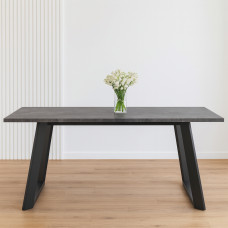 dining table MAMADOMA LOFT LUX-180, РАЗДВИЖНОЙ 180(240)X95, ДЫМЧАТАЯ КЕРАМИКА/ЧЕРНЫЙ, 2 (УПАК.) (2)