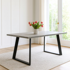 dining table MAMADOMA LOFT LUX-180, РАЗДВИЖНОЙ 180(240)X95, СЕРЫЙ СЛАНЕЦ/ЧЕРНЫЙ, 2 (УПАК.)
