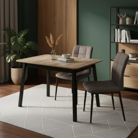 სასადილო მაგიდა MAMADOMA TIRK RADIAL-110, РАЗДВИЖНОЙ 110(142)X70, ДУБ КАНЬОН/ЧЕРНЫЙ,1 (УПАК.) (1)