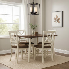 dining set HOBEL VANNI 1+4 WHITE-BROWN PIGMENT/SHO 599-13 (4)