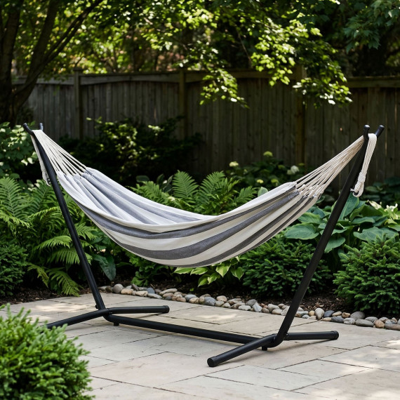 hammock KOOPMAN 110X220CM GREY/WHITE 2
