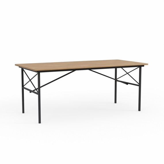 ბაღის გარნიტური HOBEL BENCH SET 1 + 2 METAL BLACK/WOOD TIK (3)