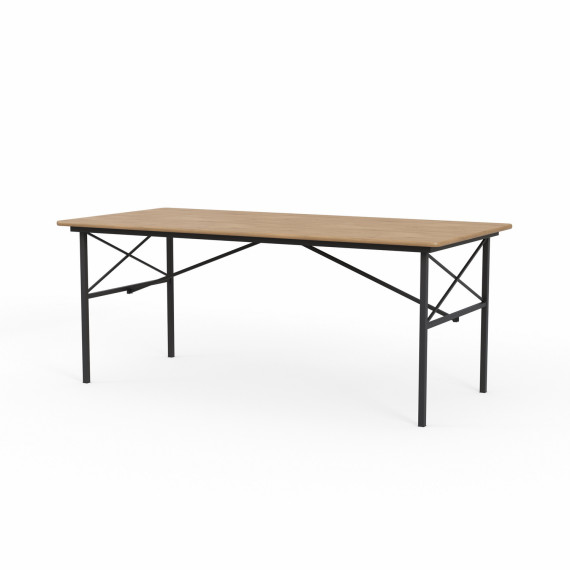 ბაღის გარნიტური HOBEL BENCH SET 1 + 2 METAL BLACK/WOOD TIK (3)