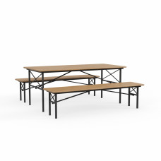 садовый гарнитур HOBEL BENCH SET 1 + 2 METAL BLACK/WOOD TIK (3)