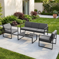 ბაღის გარნიტური HOBEL MOUTH 3+1+1 METAL BLACK /OXFORD-6142 (4)
