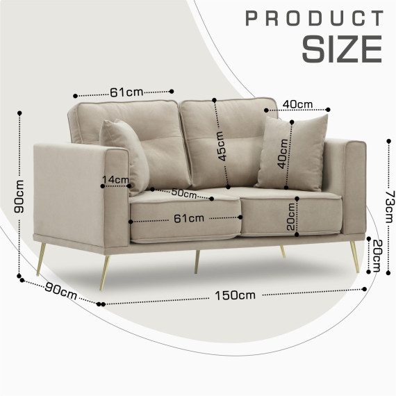 დივანი HOBEL ARMANDO 2 STR GOLD 20SM/CAPPUCCINO LEONARDO 4 (1)