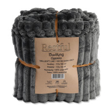 plaid RESTFUL WELLSOFT LINE 115X155 DARK GREY