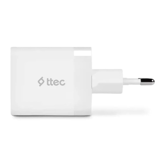 power adapter TTEC TTEC SMARTCHARGER DUO PD 45W TRAVEL FAST CHARGER USB-C+USB-A WHITE