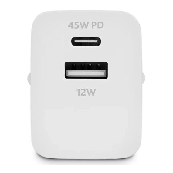 power adapter TTEC TTEC SMARTCHARGER DUO PD 45W TRAVEL FAST CHARGER USB-C+USB-A WHITE