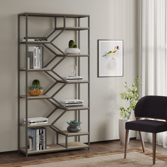 წიგნის კარადა და თარო HOBEL DAVEN BLACK METAL/K105 (1)