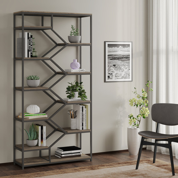 წიგნის კარადა და თარო HOBEL DAVEN BLACK METAL/K354 (1)