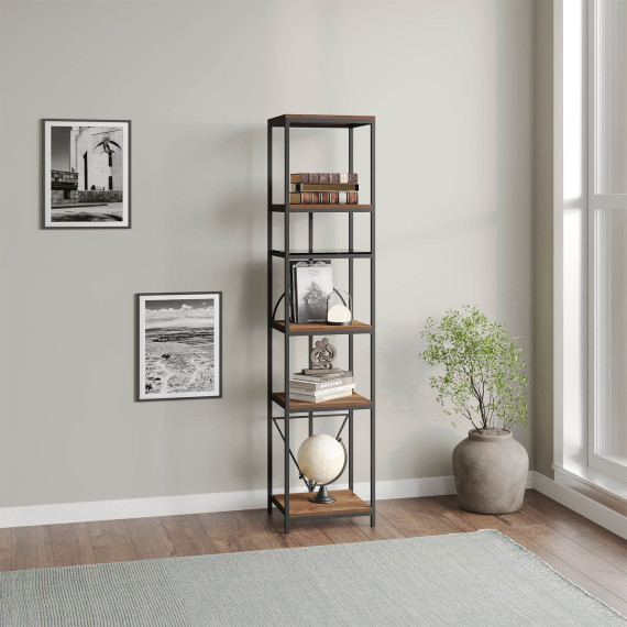 წიგნის კარადა და თარო HOBEL LANFEN M-111 BLACK/GLASS /K090 (1)