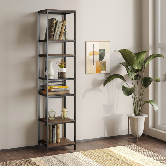 წიგნის კარადა და თარო HOBEL LANFEN M-112 BLACK/GLASS /K090 (1)