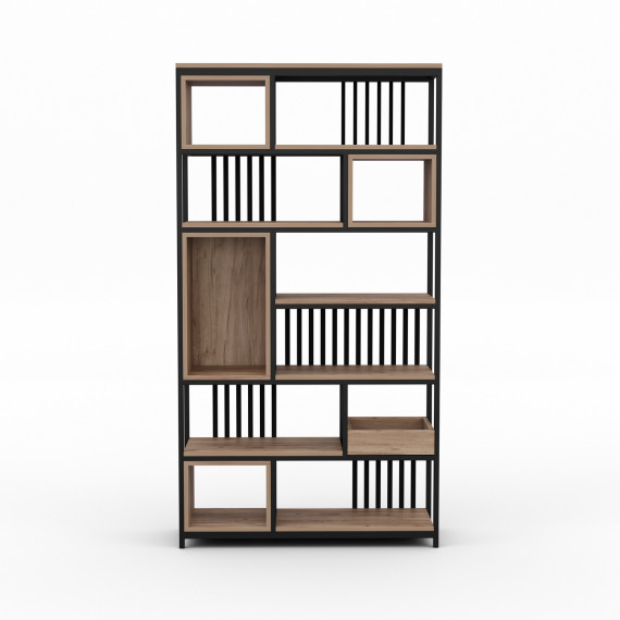 წიგნის კარადა და თარო HOBEL LANFEN M124 METAL BLACK/K004 (1)