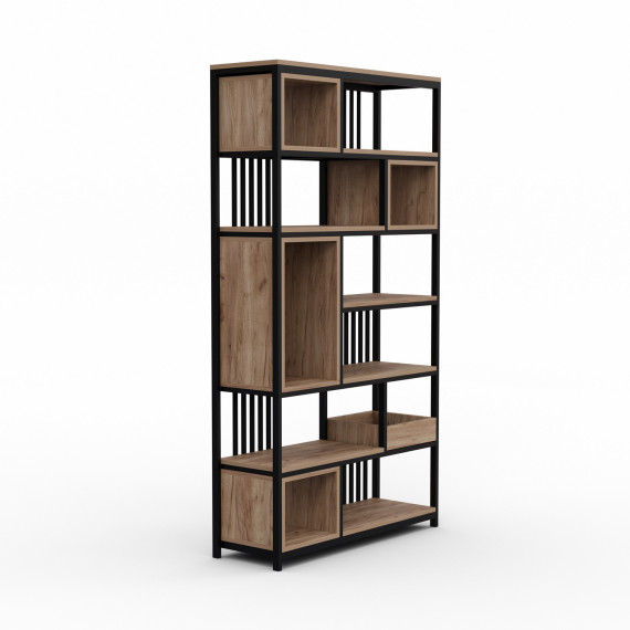 წიგნის კარადა და თარო HOBEL LANFEN M124 METAL BLACK/K004 (1)