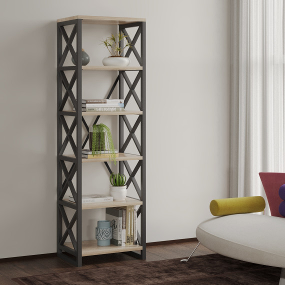 წიგნის კარადა და თარო HOBEL LOFT-SH-139-L BLACK/ 3025 (1)