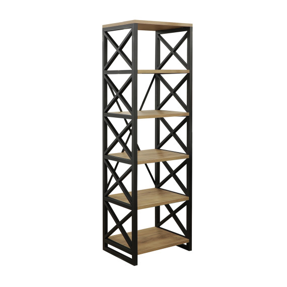 წიგნის კარადა და თარო HOBEL LOFT-SH-139-L BLACK/ K003 (1)