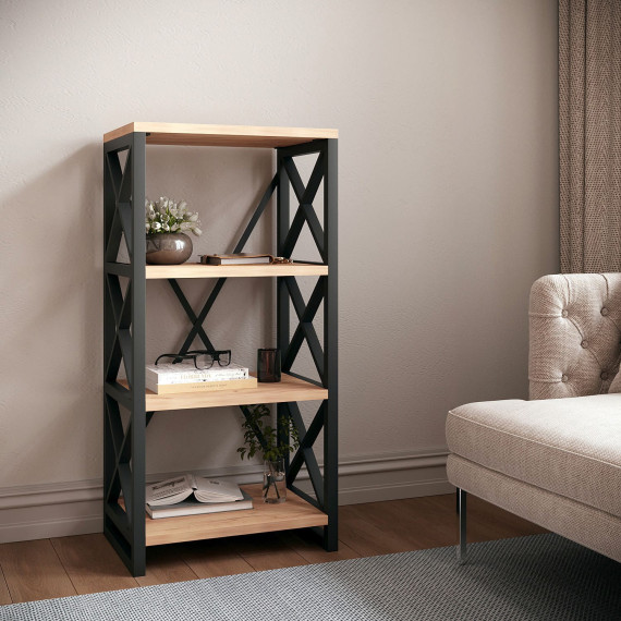 წიგნის კარადა და თარო HOBEL LOFT-SH-139-M BLACK/ K003 (1)