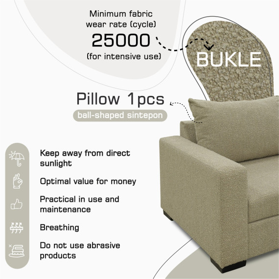 სავარძელი HOBEL ANGEL 1 BUKLE BEIGE /BENORRY 1002 (1)