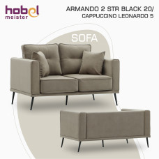 დივანი HOBEL ARMANDO 2 STR BLACK 20/ CAPPUCCINO LEONARDO 5 (1)