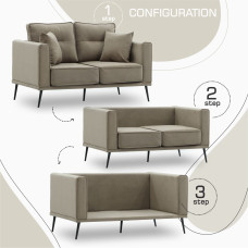 დივანი HOBEL ARMANDO 2 STR BLACK 20/ CAPPUCCINO LEONARDO 5 (1)