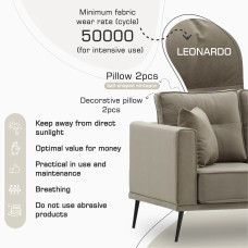 დივანი HOBEL ARMANDO 2 STR BLACK 20/ CAPPUCCINO LEONARDO 5 (1)