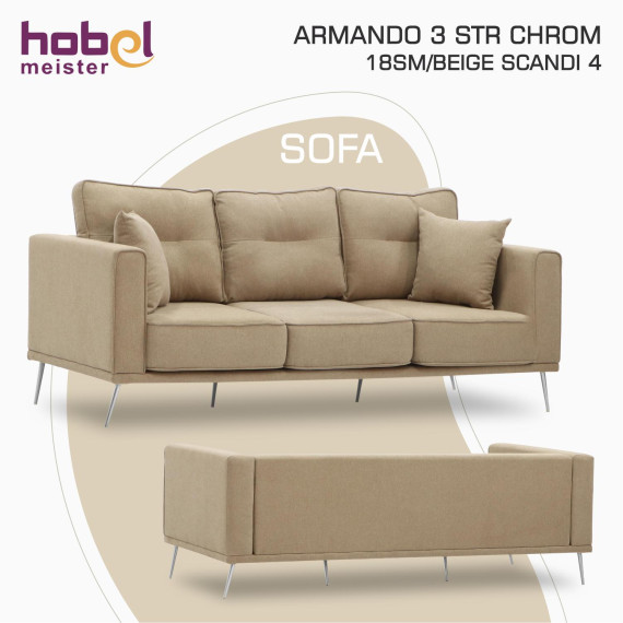 დივანი HOBEL ARMANDO 3 STR CHROM 18SM/BEIGE SCANDI 4 (1)