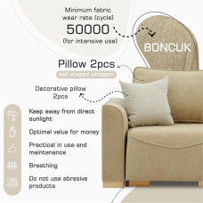 დივანი HOBEL BELONA 2 STR LIGHT BROWN BONCUK 6/CREAM INFINITY 103 (5)