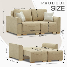 დივანი HOBEL BELONA 2 STR LIGHT BROWN BONCUK 6/CREAM INFINITY 103 (5)