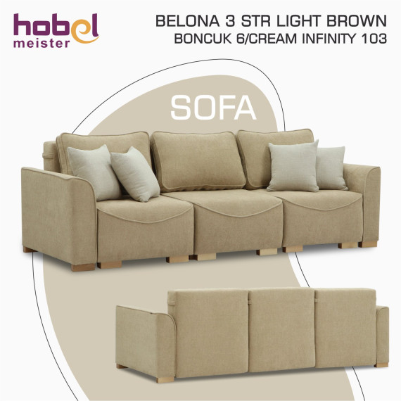 დივანი HOBEL BELONA 3 STR LIGHT BROWN BONCUK 6/CREAM INFINITY 103 (7)