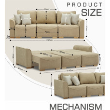 sofa HOBEL BELONA 3 STR LIGHT BROWN BONCUK 6/CREAM INFINITY 103 (7)